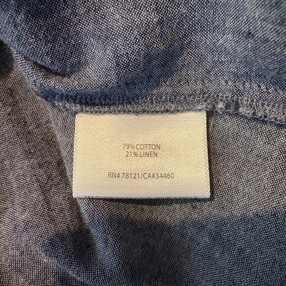 Eileen Fisher Cotton / Linen Blend Blue Chambray Tunic Top sz M - Picture 6 of 8